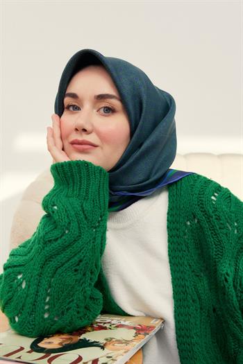 Silk Home Twill İpek Eşarp - 11414-31 Lacivert Zümrüt