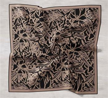 Silk Home Twill İpek Eşarp - 11419-01 Siyah Vizon Taş