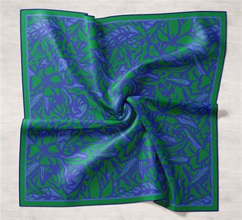 Silk Home Twill İpek Eşarp - 11419-02 Yeşil Mavi Mor