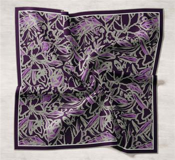 Silk Home Twill İpek Eşarp - 11419-06 Siyah Eflatun