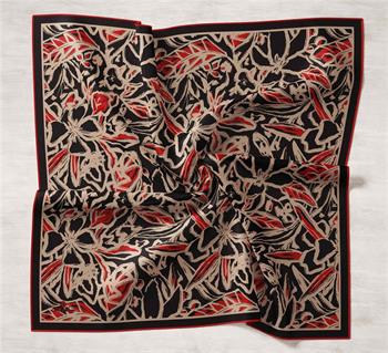 Silk Home Twill İpek Eşarp - 11419-13 Siyah Kırmızı Vizon