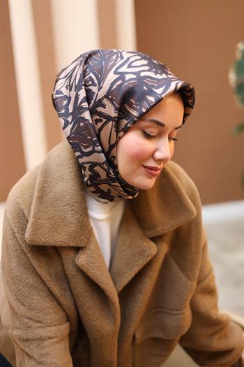 Silk Home Twill İpek Eşarp - 11419-17 Siyah Acı Kahve