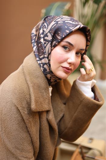 Silk Home Twill İpek Eşarp - 11419-17 Siyah Acı Kahve