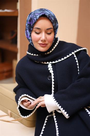 Silk Home Twill İpek Eşarp - 11419-34 Lacivert Mor