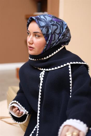 Silk Home Twill İpek Eşarp - 11419-34 Lacivert Mor