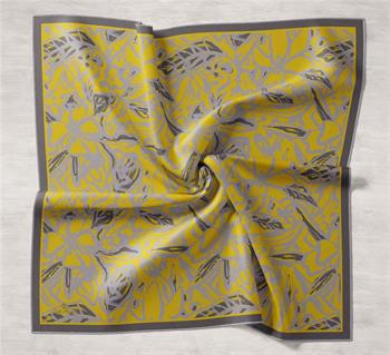 Silk Home Twill İpek Eşarp - 11419-35 Gri Füme Sarı