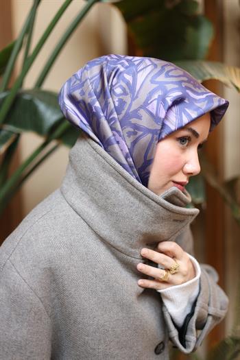 Silk Home Twill İpek Eşarp - 11419-36 - Mor Gri