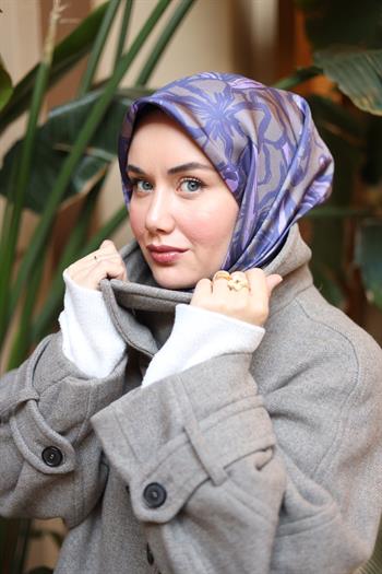 Silk Home Twill İpek Eşarp - 11419-36 - Mor Gri