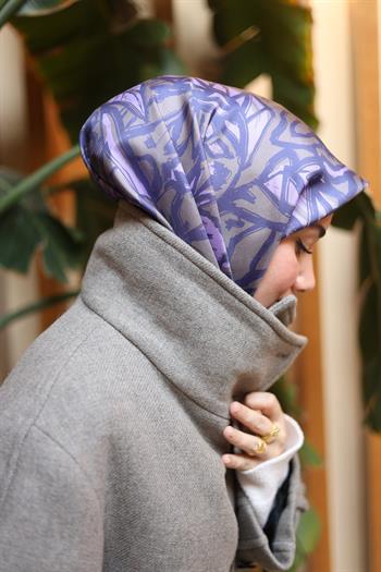 Silk Home Twill İpek Eşarp - 11419-36 - Mor Gri