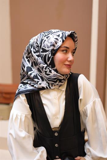 Silk Home Twill İpek Eşarp - 11419-40 Siyah Gri