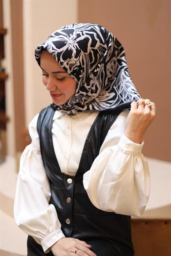 Silk Home Twill İpek Eşarp - 11419-40 Siyah Gri