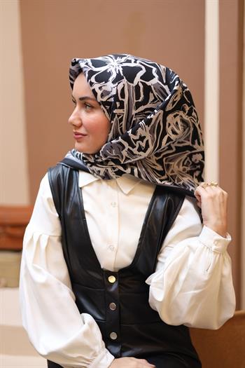 Silk Home Twill İpek Eşarp - 11419-40 Siyah Gri