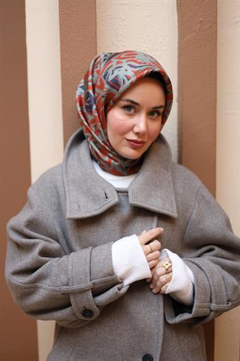 Silk Home Twill İpek Eşarp - 11419-46 Lacivert Kiremit