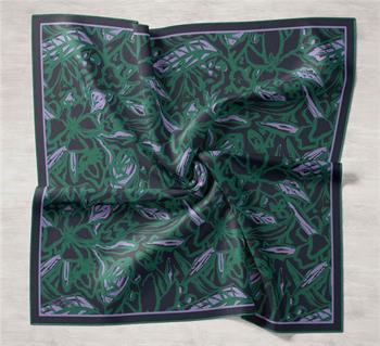 Silk Home Twill İpek Eşarp - 11419-53 Siyah Lila Yeşil