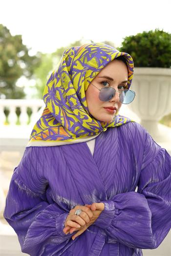 Silk Home Twill İpek Eşarp - 11419-74 Sarı Mor