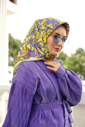 Silk Home Twill İpek Eşarp - 11419-74 Sarı Mor