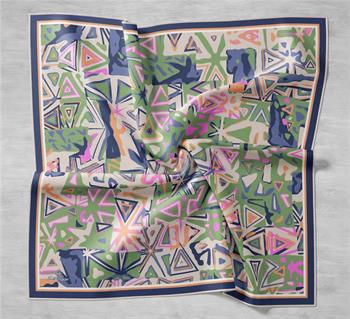 Silk Home Twill İpek Eşarp - 11427-52 Lacivert Çağla 