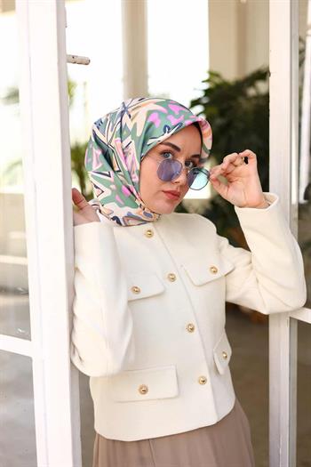 Silk Home Twill İpek Eşarp - 11427-52 Lacivert Çağla 