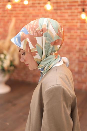 Silk Home Twill İpek Eşarp - 11439-01 Mavi Yeşil