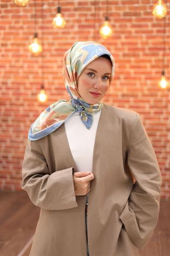 Silk Home Twill İpek Eşarp - 11439-01 Mavi Yeşil