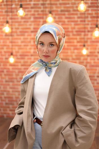 Silk Home Twill İpek Eşarp - 11439-01 Mavi Yeşil