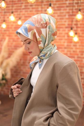 Silk Home Twill İpek Eşarp - 11439-01 Mavi Yeşil