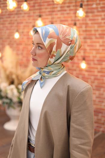 Silk Home Twill İpek Eşarp - 11439-01 Mavi Yeşil