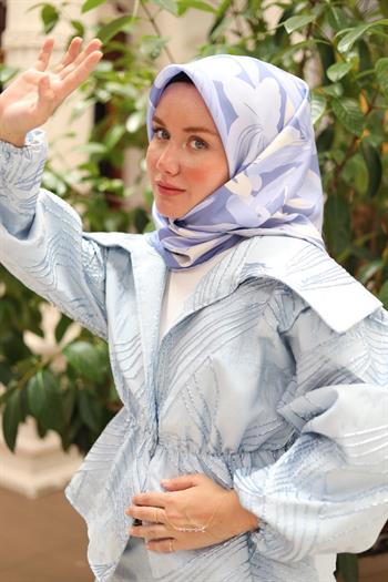 Silk Home Twill İpek Eşarp - 11439-11 Mavi Beyaz