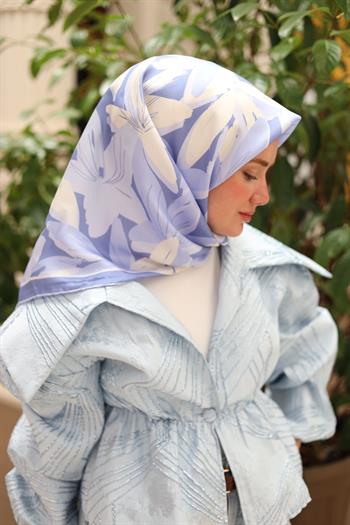 Silk Home Twill İpek Eşarp - 11439-11 Mavi Beyaz
