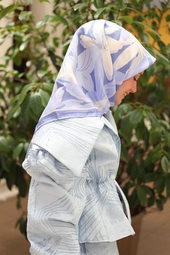 Silk Home Twill İpek Eşarp - 11439-11 Mavi Beyaz