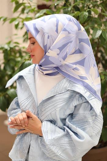 Silk Home Twill İpek Eşarp - 11439-11 Mavi Beyaz