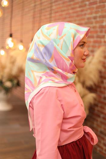 Silk Home Twill İpek Eşarp - 11439-14 Pembe Mavi