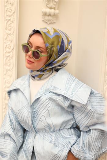 Silk Home Twill İpek Eşarp - 11439-25 Gri Mavi