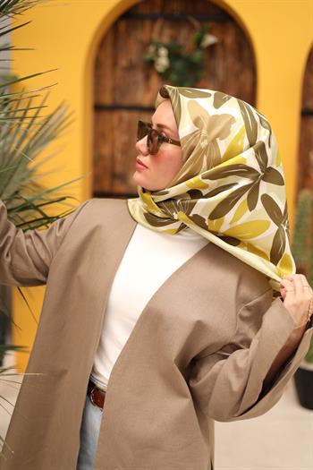 Silk Home Twill İpek Eşarp - 11439-53 Yağ Yeşili