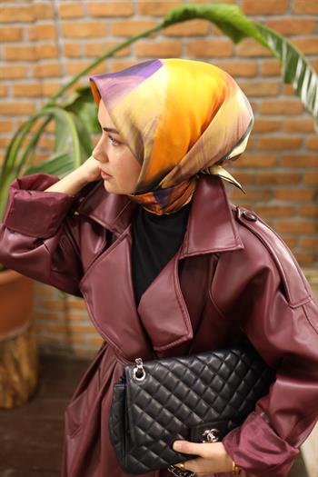 Silk Home Twill İpek Eşarp - 11448-23 Mürdüm Sarı