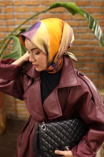 Silk Home Twill İpek Eşarp - 11448-23 Mürdüm Sarı