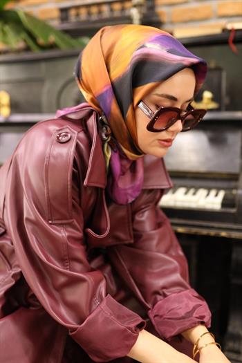 Silk Home Twill İpek Eşarp - 11448-41 Mürdüm Siyah