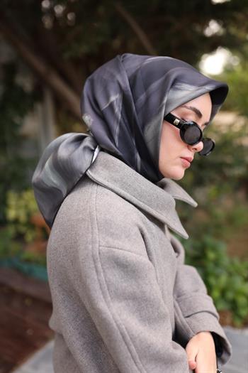 Silk Home Twill İpek Eşarp - 11448-48 Siyah Füme