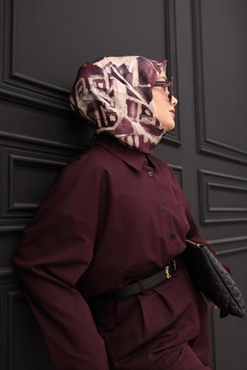 Silk Home Twill İpek Eşarp - 11462-32 Mürdüm Bej