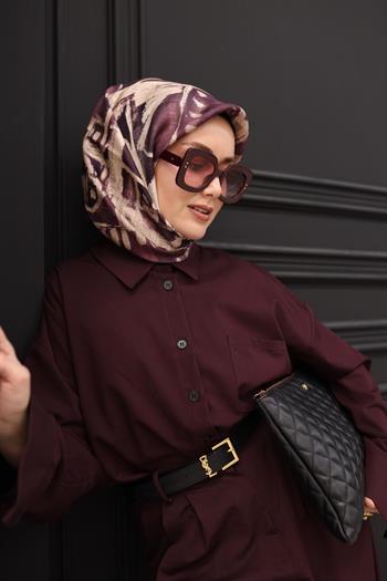 Silk Home Twill İpek Eşarp - 11462-32 Mürdüm Bej