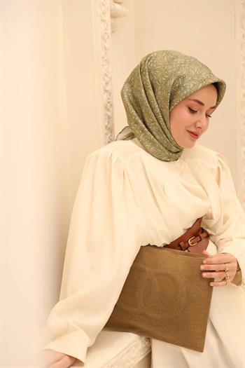 Silk Home Twill İpek Eşarp - 11464-06 Vizon Yeşil
