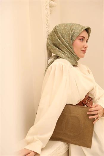 Silk Home Twill İpek Eşarp - 11464-06 Vizon Yeşil