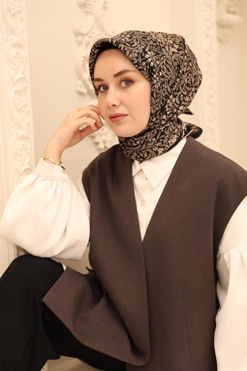 Silk Home Twill İpek Eşarp - 11464-30 Siyah Vizon