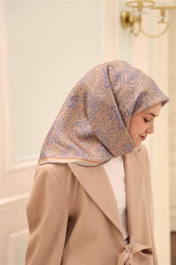 Silk Home Twill İpek Eşarp - 11464-45 Turuncu Gri