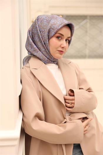 Silk Home Twill İpek Eşarp - 11464-51 Açık Mavi Lila