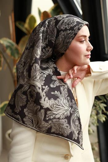 Silk Home Twill İpek Eşarp - 11468-03 Siyah Gri
