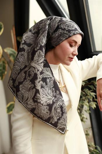 Silk Home Twill İpek Eşarp - 11468-03 Siyah Gri