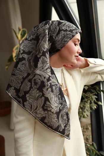 Silk Home Twill İpek Eşarp - 11468-03 Siyah Gri