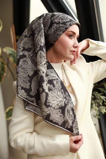 Silk Home Twill İpek Eşarp - 11468-03 Siyah Gri