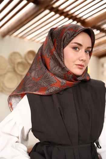 Silk Home Twill İpek Eşarp - 11468-23 Kiremit